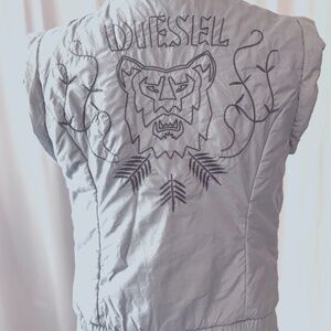Vintage Women's M Diesel Lion Nylon Puffer Vest - Diesel Logo Zipper Pull